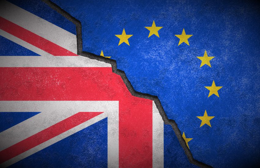 Gecombineerde vlag van Goot Brittannië en de Europese unie