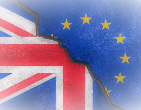 Gecombineerde vlag van Goot Brittannië en de Europese unie